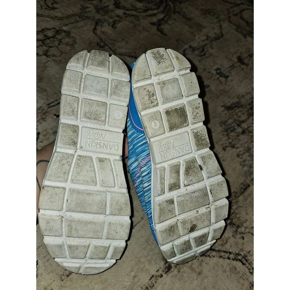 Danskin Now Womens Blue Space Dye Memory Foam Slip On Walking Shoes Size 9